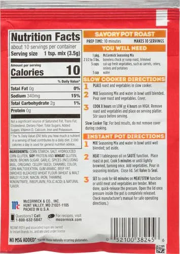 McCormick, Slow Cooker Savory Pot Roast Seasoning Mix, 1.3 Oz (Pack of 4)