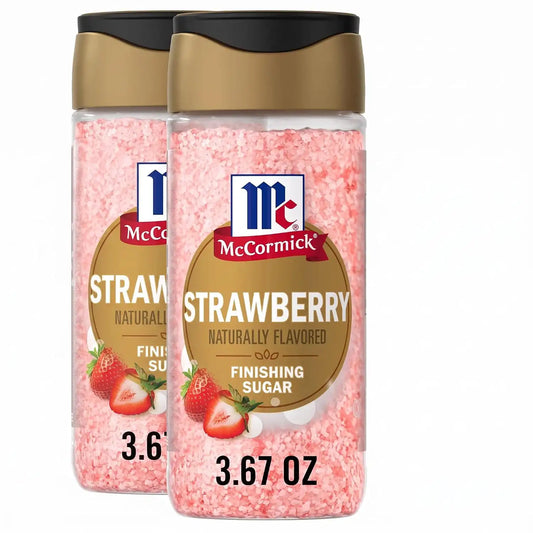 McCormick Finishing Sugar, Strawberry, Sweet Strawberry Flavor, Perfect For Adding A Fruity Sweetness to Breakfast Items, Sprinkle on Baked Goods or Stir into Beverages, 3.67 oz (Pack of 2)