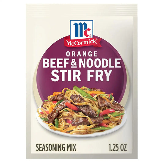 McCormick Seasoning Mix, Orange Beef & Noodle Stir Fry, Lo Mein, Soy Sauce, Orange, Ginger, Use with Beef, Chicken, Vegetables, Noodles, and More, 1.25 oz (Pack of 12)