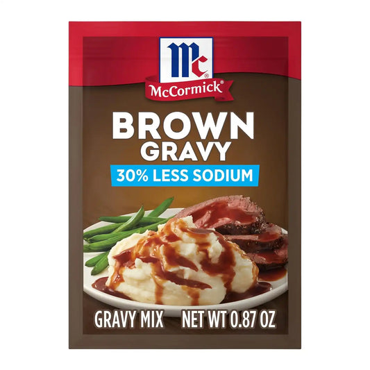McCormick 30% Less Sodium Brown Gravy Mix, 0.87 oz (Pack of 12)
