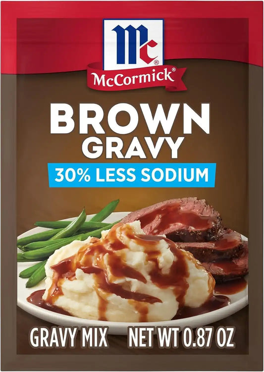 McCormick 30% Less Sodium Brown Gravy Mix, 0.87 oz (Pack of 5)