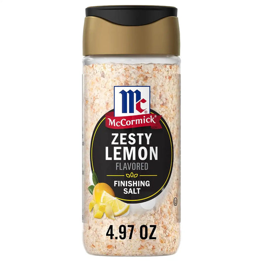 McCormick Finishing Salt, Zesty Lemon, Sea Salt, Lemon Rind, Kosher, The Taste You Trust, For Salads, Fresh Fruit, Grilled Veggies, Pasta Dishes, Fish, Chicken, Seafood & More, 4.97 oz