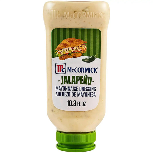 McCormick Mayonnaise Dressing, Jalapeño, A Smooth, Spicy Mayo That is a Great Addition to Sandwiches, Dips, Aioli, Cold Salads, Tacos, and More, 10.3 fl oz (Pack of 6)