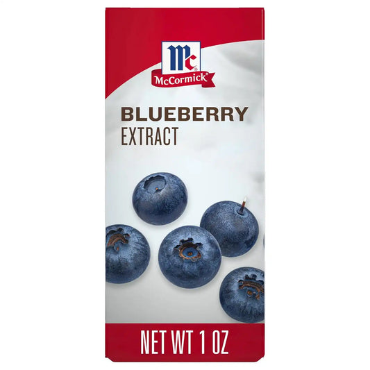 McCormick Blueberry Extract with Other Natural Flavors, Distinctive, Sweet Blueberry Flavor and Aroma for Baking Cookies, Cake, and Muffins, and Beverages Like Lemonade, Mocktails, and Smoothies, 1 fl oz (Pack of 6)