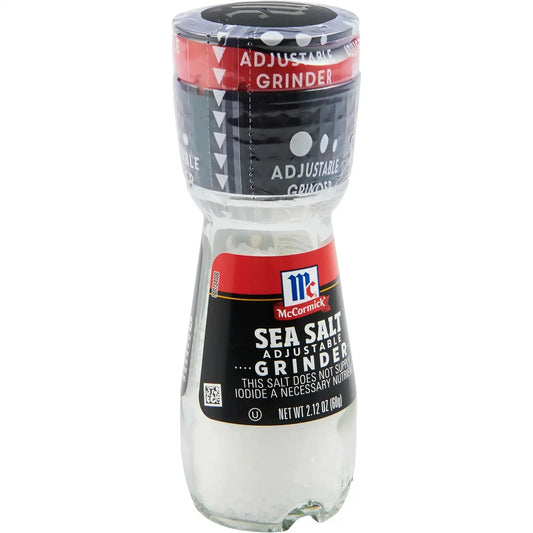 McCormick Sea Salt Grinder, 2.12 oz (Pack of 6) - One 6 Pack of 2.12 Ounce Glass Bottles of Mediterranean Sea Salt, Best for Tabletop Use