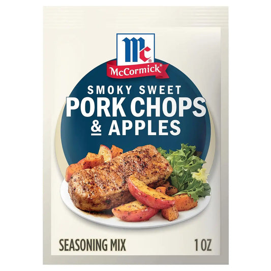 McCormick Seasoning Mix, Smoky Sweet Pork Chops & Apples, Hearty, Brown Sugar, Bourbon, Hickory, Savory Yet Sweet, Weeknight Dinner in 45 Minutes, 1 oz (Pack of 12)