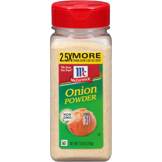 McCormick Onion Powder, Non GMO, Made with Fresh, Whole Onions, For Bringing Consistent Onion Flavor to Favorite Foods While Cooking 7.62 oz (Pack of 6)
