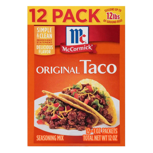 McCormick Taco Seasoning Mix, Original, No MSG Added, No Dairy Ingredients, Simple & Clean Ingredient Statement, Made with McCormick Spices, For Tacos, Nachos, Fajitas and More, 12 oz
