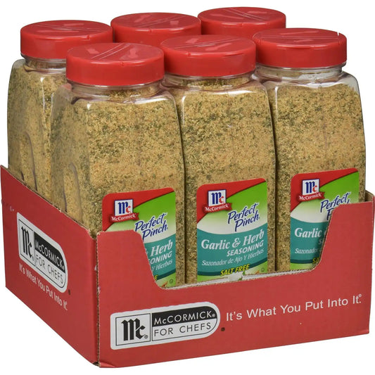 McCormick Perfect Pinch Garlic & Herb Salt Free Seasoning, 19 oz (Pack of 6) - Six 19 Ounce Containers of Garlic Herb Seasoning to Add Zesty Flavor to Chicken, Pasta, Salads and More