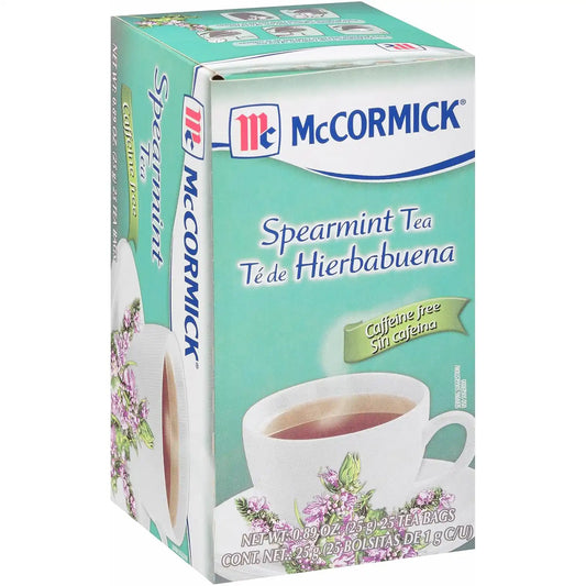 McCormick 25 Count Box Caffeine Free Spearmint Tea Bags, 0.89 oz