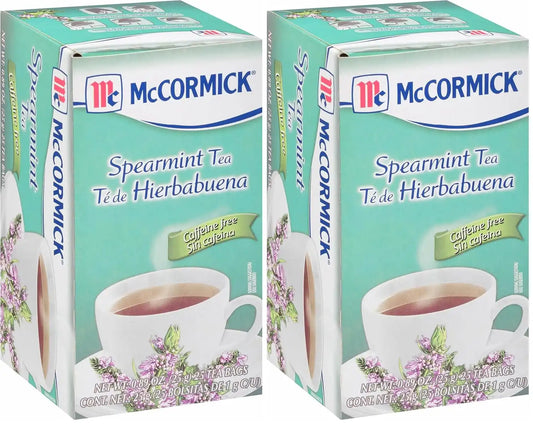 McCormick 25 Count Box Caffeine Free Spearmint Tea Bags, 0.89 oz (Pack of 2)