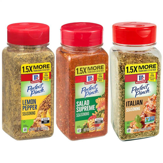 McCormick Perfect Pinch Seasoning Variety Pack, Lemon Pepper, Salad Supreme, and Italian, 21.87 oz