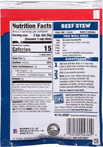 McCormick Beef Stew Seasoning Mix, 1.5 oz (Pack of 4)