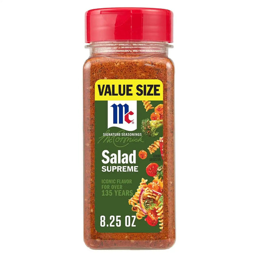 McCormick® Signature Seasonings Salad Supreme Seasoning, Blend of Spices & Romano Cheese, For Pasta Salad, Roasted Proteins & Green Salads, No Artificial Flavors, No MSG Added*, 8.25 oz