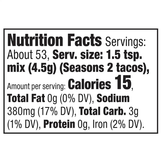 McCormick Taco Seasoning Mix, Original, No Artificial Flavors, No MSG Added, Mild Heat and Classic Flavor the Whole Family Will Love, 8.5 oz