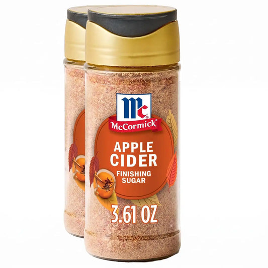McCormick Finishing Sugar, Apple Cider, Limited Edition, Sweet Blend of Tart Apple and Warm Spices, For French Toast, Cookies, Muffins, Pancakes, Donuts, and More, 3.61 oz (Pack of 2)