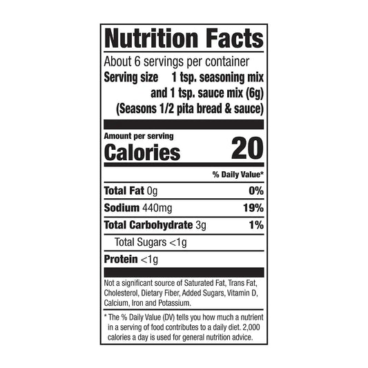 McCormick Shawarma Pita Seasoning with Garlic Sauce Mix, 1.37 oz (Pack of 6)