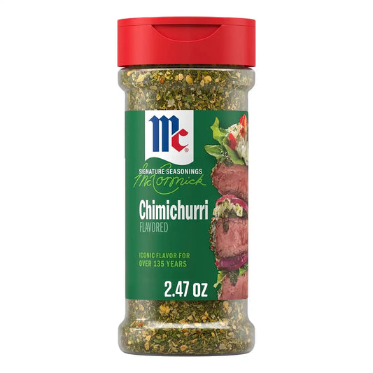 McCormick Seasoning, Chimichurri, Signature Seasonings, No MSG Added, Vibrant Parsley & Zesty Garlic Flavor, Shake On, For Roasted Meats & Veggies, Rice, Sauces & Marinades, 2.47 oz