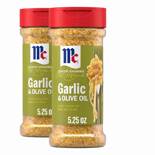 McCormick Seasoning, Garlic & Olive Oil, Signature Seasonings, Savory Blend of Bold Garlic & Rich Olive Oil, Shake On, For Pastas, Roasted Proteins, Vegetables, Sauces, Dressings & More, 5.25 oz