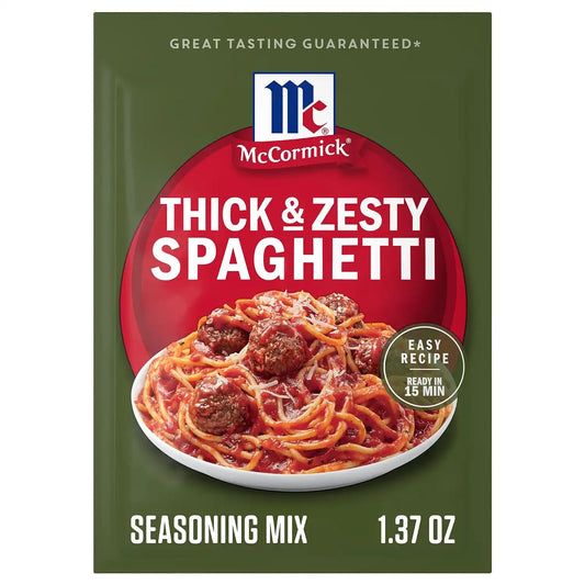 McCormick Spaghetti Sauce Seasoning Mix, Thick & Zesty, No Artificial Flavors, Quick and Easy Pasta Sauce for Pasta, Bakes, and More, 1.37 oz