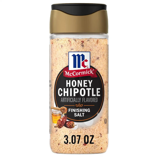 McCormick Finishing Salt, Honey Chipotle, Spicy Chipotle & Sweet Honey, For Steaks, Pork, Chicken, Grilled Veggies & Fries, No Colors from Artificial Sources, Kosher, 3.07 oz