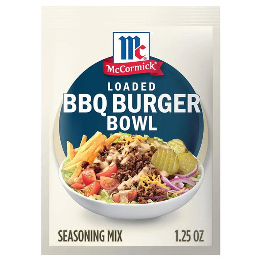 McCormick Seasoning Mix, Loaded BBQ Burger Bowl, Hearty, Ground Meat, Smash Burger Seasoning, No Artificial Flavors, Use with Beef, Chicken, Pork, and More, 1.25 oz (Pack of 12)