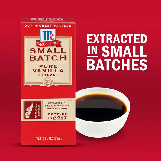 McCormick Vanilla Extract, Pure, Small Batch, No Corn Syrup, Gluten Free, Kosher, Bold, Made From Beans Harvested in Madagascar, Extracted in Small Batches for Big Flavor, 2 fl oz