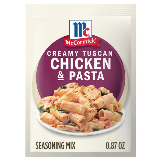 McCormick Seasoning Mix, Creamy Tuscan Chicken & Pasta, Cream Sauce, Mediterranean, Italian Seasoning, Use with Chicken, Rigatoni, Penne, Baby Spinach, and More, 0.87 oz (Pack of 12)