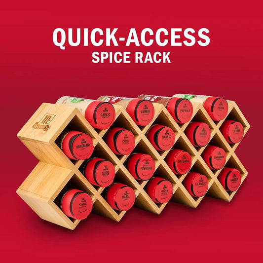 McCormick Spice Rack, Everyday Selection, Criss-Cross, Bamboo Spice Rack Organizer with 18 Herbs, Spices & Salts Included, Great Gift for Housewarming, Wedding & Bridal Shower, 18 count
