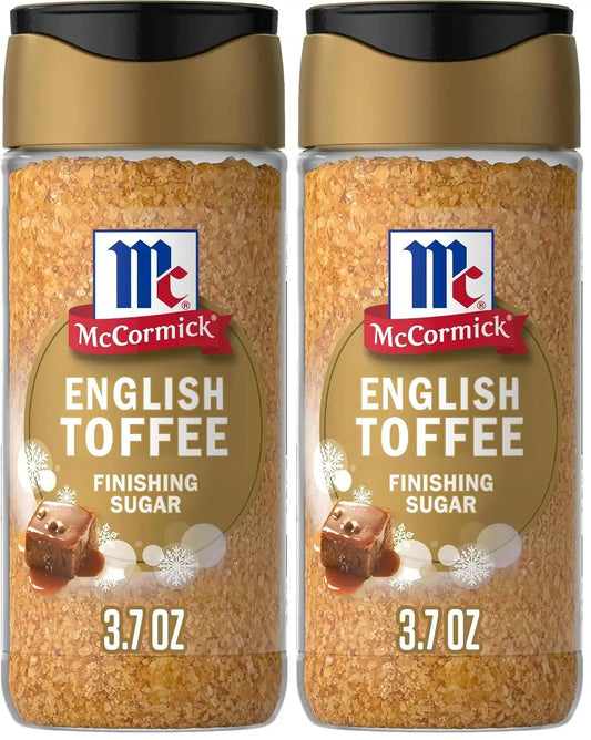 McCormick Finishing Sugar, English Toffee, Limited Edition, Rich & Buttery Sweetness for Hot Chocolate, Cookies, Cake, Pie, Cocktails, and More, 3.7 oz (Pack of 2)