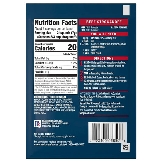 McCormick Beef Stroganoff Seasoning Mix, 1.5 oz (Pack of 12)