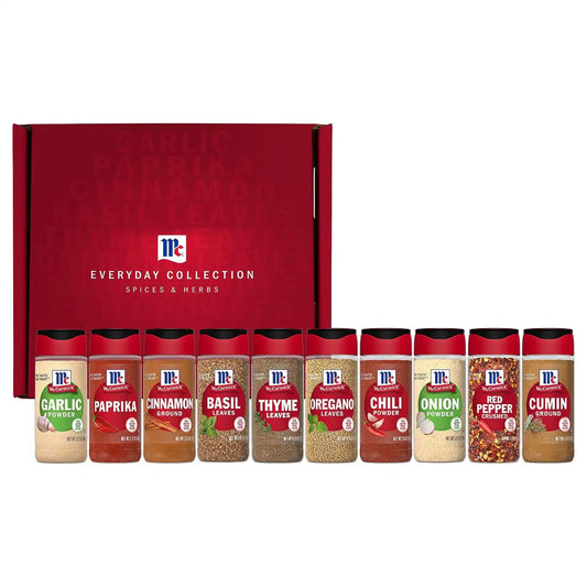 McCormick Spices & Herbs Holiday Essentials Gift Set, Grilling, Baking & Cooking, Rosemary, Thyme, Parsley, Cinnamon, Nutmeg, Allspice, Cloves, Ginger & More, Variety Pack, 10 Count