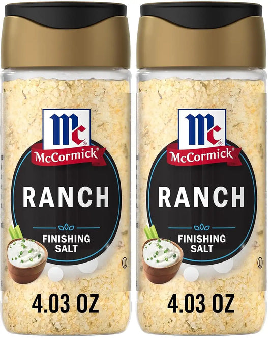 McCormick Finishing Salt, Ranch, Savory Flavor & Cool Tanginess, Onion, Garlic & Chives, For Fries, Popcorn, Veggies, Chicken, Dips & Dressings, No Colors from Artificial Sources, Kosher, 4.03 oz