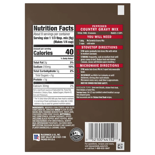 McCormick Peppered Country Gravy Mix, 2.64 oz (Pack of 8)