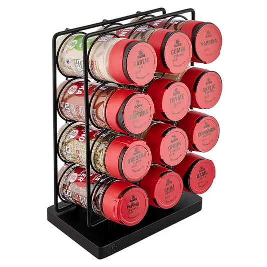 McCormick Spice Rack, Essentials Collection, Black Metal Spice Rack Organizer with 12 Spices Included, Great Gift for Housewarming, Wedding & Bridal Shower, 12 count