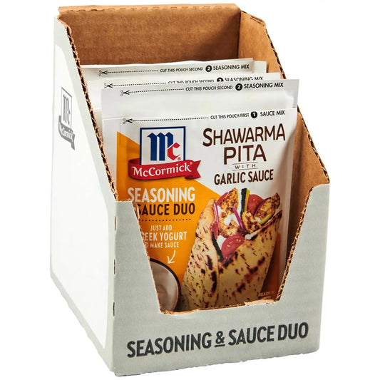McCormick Shawarma Pita Seasoning with Garlic Sauce Mix, 1.37 oz (Pack of 6)