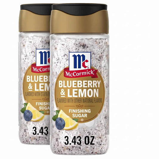 McCormick Finishing Sugar, Blueberry & Lemon, Sweet, Blueberry Flavor & Bright Lemon Notes, No Colors From Artificial Sources, 3.43 oz (Pack of 2)