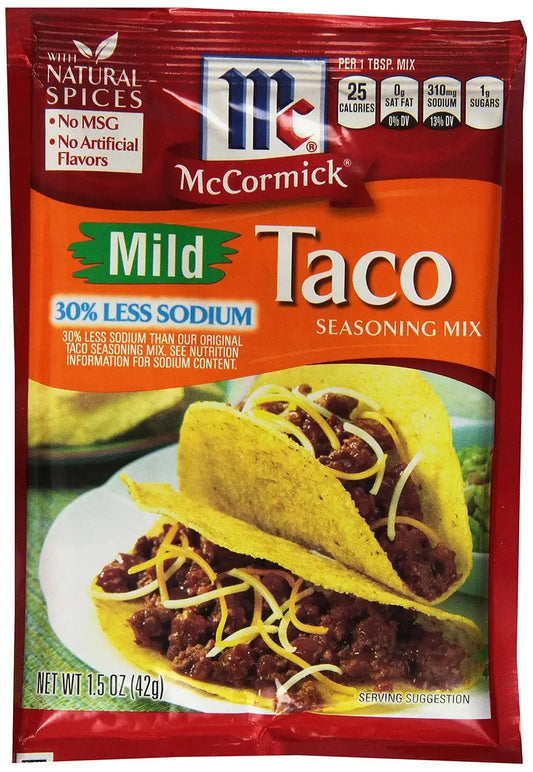 McCormick Taco, Mild Less Sodium Mix, 1.5-Ounce (Pack of 12)